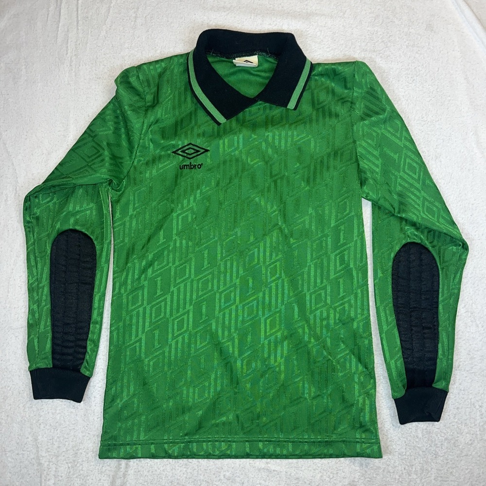 Umbro Soccer Jersey Green Long Sleeve Youth Large Vintage Goalkeeper Top